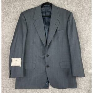 Vintage Oxxford Clothes Blazer Mens 44R Blue Plaid Super Worsted Wool Bespoke